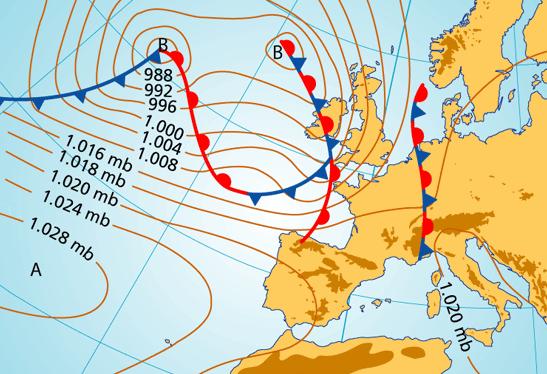 Mapa meteorológico de isobaras